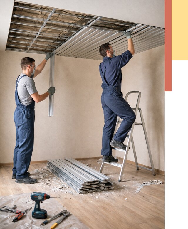 Демонтаж реечного потолка в Северодвинске от 4554 руб. быстро и недорого | ОТДЕЛОЧНИК-Свр