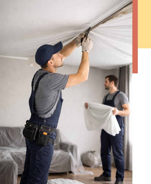 Демонтаж натяжного потолка в Северодвинске от 4554 руб. — снятие и разбор под ключ | ОТДЕЛОЧНИК-Свр