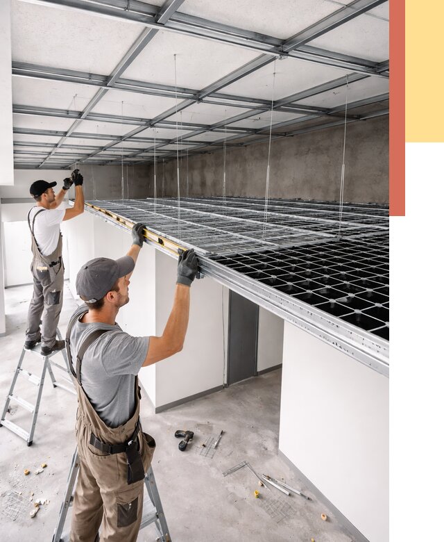 Монтаж потолка грильято в Северодвинске от 455 руб./м² — быстрая сборка под ключ | ОТДЕЛОЧНИК-Свр