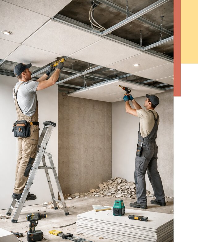 Монтаж акустического потолка в Северодвинске от 6579 руб/м2 — быстро и недорого | ОТДЕЛОЧНИК-Свр