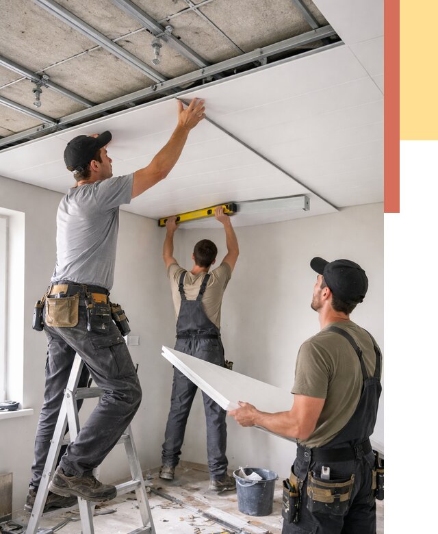 Монтаж потолка из ПВХ панелей в Северодвинске от 3542 руб./м2 — быстро и недорого | ОТДЕЛОЧНИК-Свр