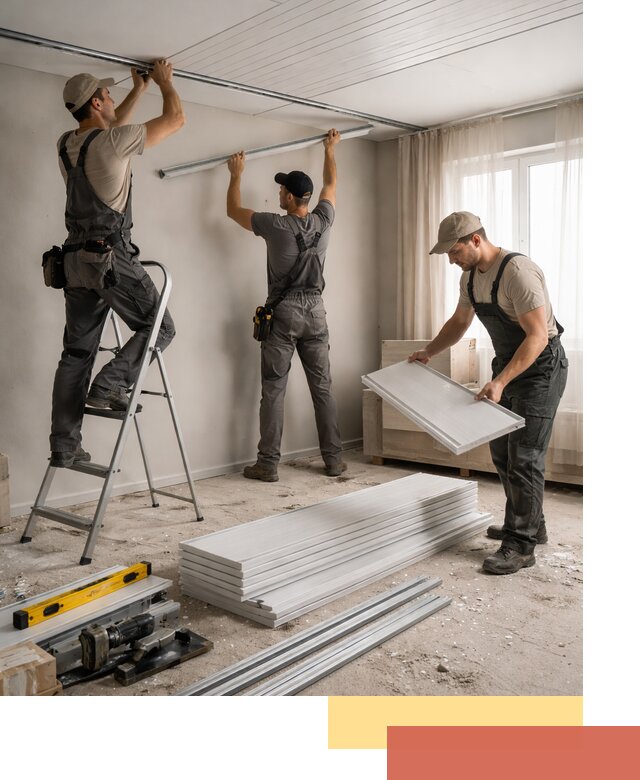 Монтаж потолка из ПВХ панелей в Северодвинске оперативно и качественно