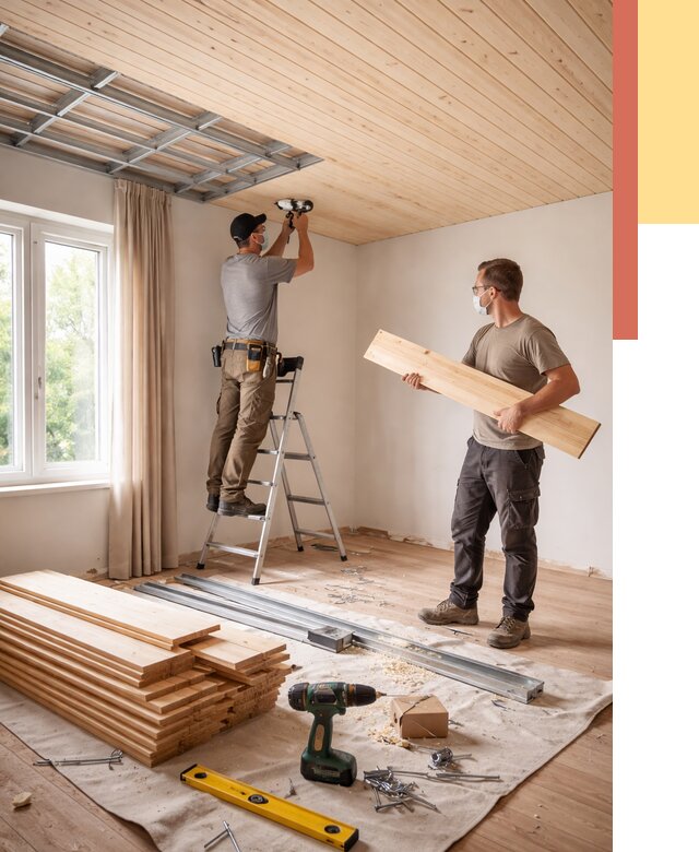 Монтаж потолка из вагонки в Северодвинске от 6579 руб. | Быстро и недорого — ОТДЕЛОЧНИК-Свр