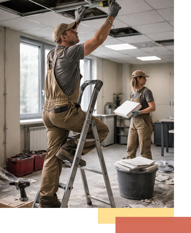 Ремонт потолка Армстронг и замена плит в Северодвинске