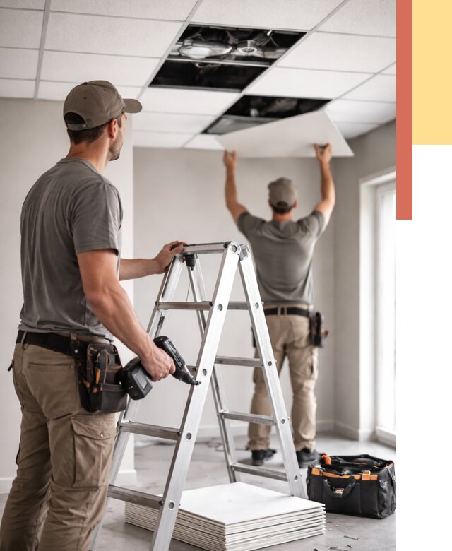 Обслуживание подвесного потолка в Северодвинске от 3542 руб. — быстро и недорого | ОТДЕЛОЧНИК-Свр