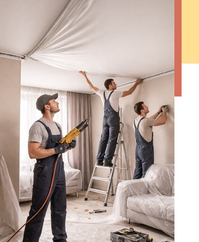 Установка натяжного потолка в Северодвинске от 4554 руб. | Быстро и недорого — ОТДЕЛОЧНИК-Свр