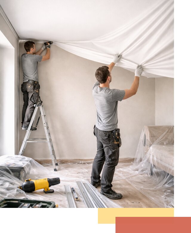 Монтаж тканевого натяжного потолка в Северодвинске недорого и быстро