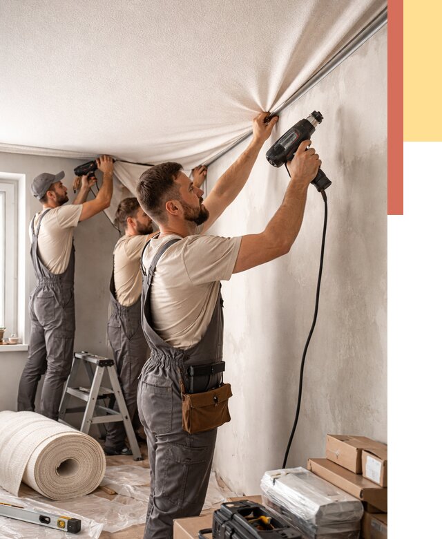 Монтаж фактурного натяжного потолка в Северодвинске от 759 руб. — ОТДЕЛОЧНИК-Свр