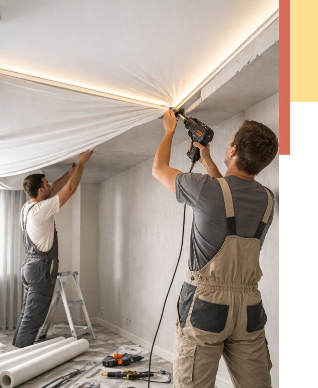 Монтаж натяжного потолка с подсветкой в Северодвинске от 961 руб. | ОТДЕЛОЧНИК-Свр