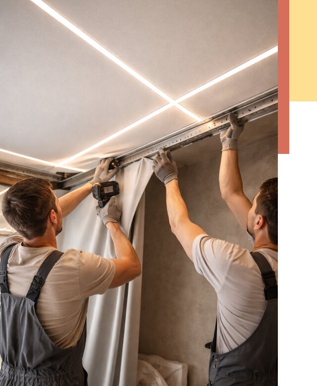 Монтаж натяжного потолка со световыми линиями в Северодвинске от 1215 руб. | ОТДЕЛОЧНИК-Свр