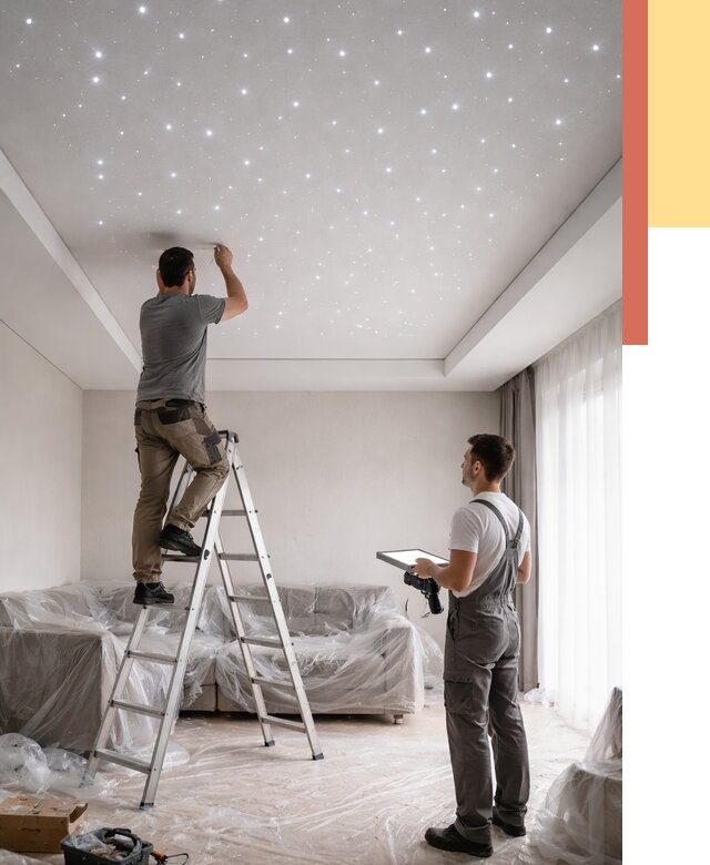 Монтаж натяжного потолка «звездное небо» в Северодвинске от 6579 руб. | ОТДЕЛОЧНИК-Свр