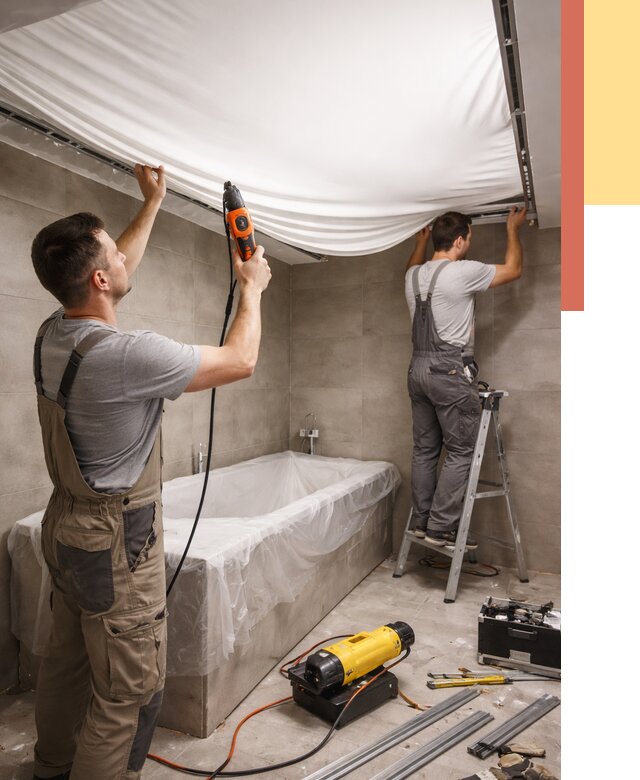 Монтаж натяжного потолка в ванной в Северодвинске от 1215 руб. под ключ | ОТДЕЛОЧНИК-Свр