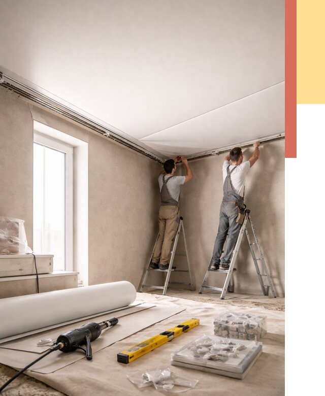 Монтаж натяжного потолка в спальне в Северодвинске от 3846 руб. под ключ | ОТДЕЛОЧНИК-Свр