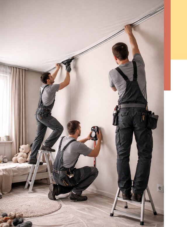 Монтаж натяжного потолка в детской в Северодвинске от 3542 руб. — быстро и недорого | ОТДЕЛОЧНИК-Свр