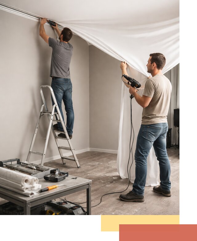 Монтаж натяжного потолка в студии в Северодвинске