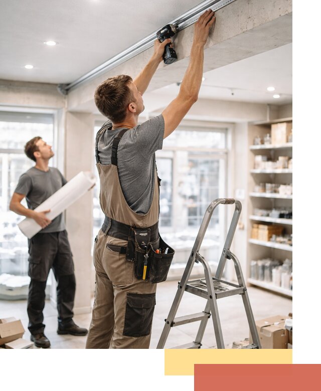 Монтаж натяжных потолков в магазине в Северодвинске