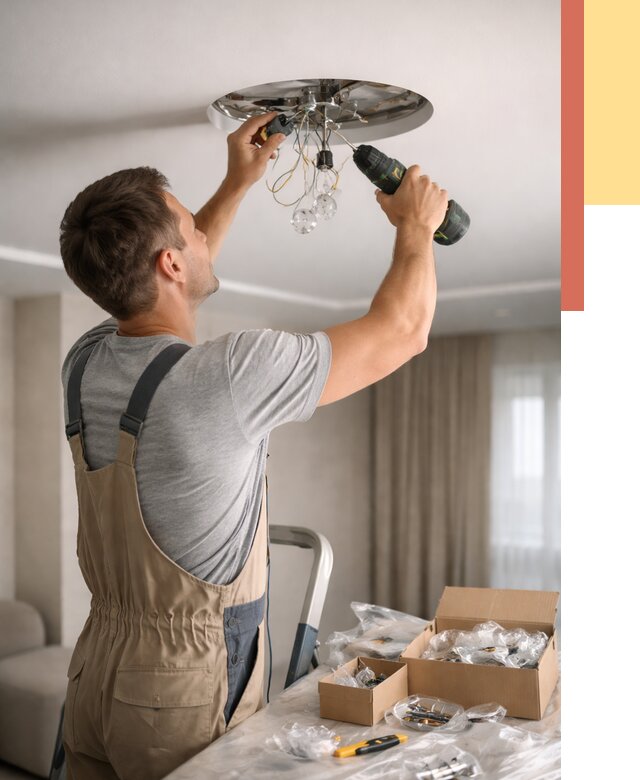 Установка люстры в натяжной потолок в Северодвинске от 1215 руб. | Быстро и недорого — ОТДЕЛОЧНИК-Свр