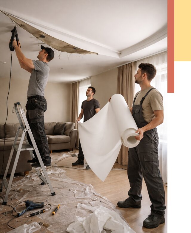 Замена полотна натяжного потолка в Северодвинске от 9615 руб. быстро и недорого | ОТДЕЛОЧНИК-Свр