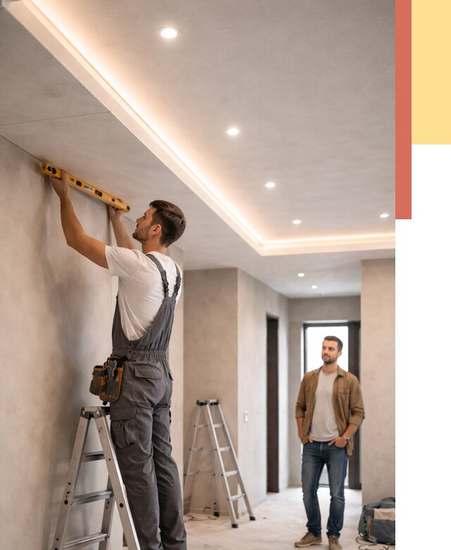 Потолок из гипсокартона с подсветкой в Северодвинске от 759 руб./м2 под ключ | ОТДЕЛОЧНИК-Свр