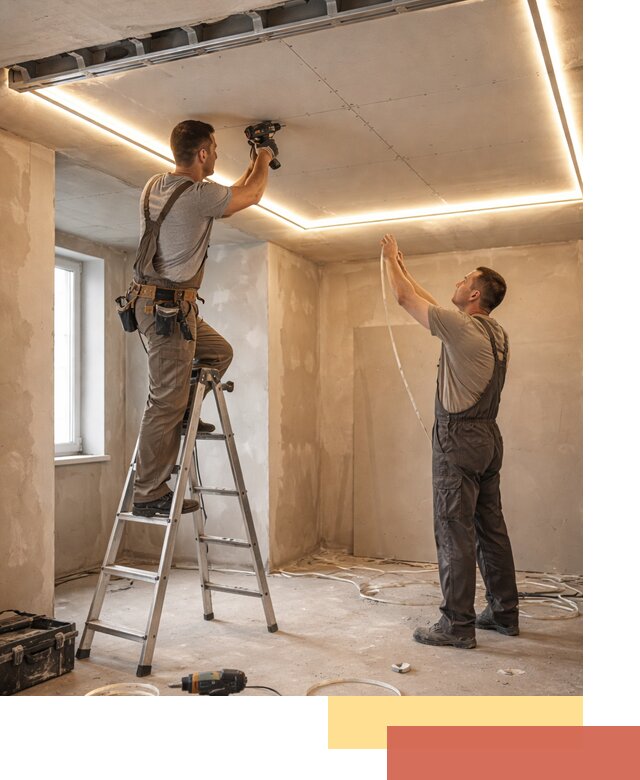 Потолок из гипсокартона с подсветкой в Северодвинске