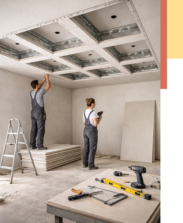 Кессонный потолок из гипсокартона в Северодвинске от 1872 руб. — монтаж и под ключ | ОТДЕЛОЧНИК-Свр