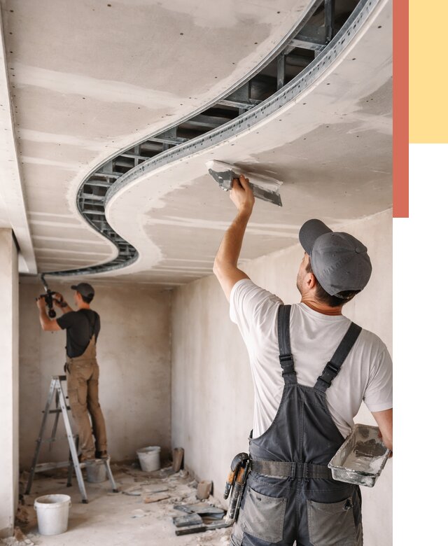 Криволинейный потолок из гипсокартона в Северодвинске от 2125 руб./м2 | ОТДЕЛОЧНИК-Свр