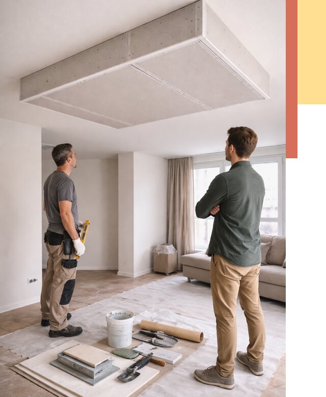 Короб на потолке из гипсокартона в Северодвинске от 2227 руб. — монтаж и услуги под ключ | ОТДЕЛОЧНИК-Свр