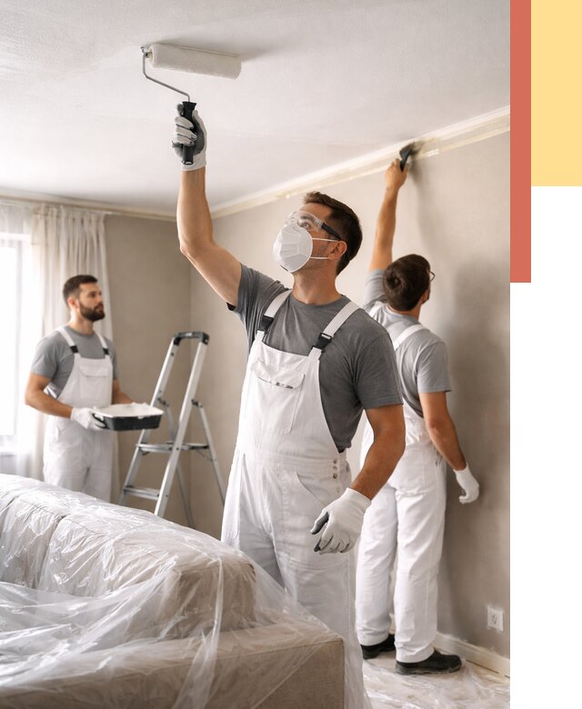 Покраска потолка водоэмельсионной краской в Северодвинске от 2227 руб/м² — услуги под ключ | ОТДЕЛОЧНИК-Свр