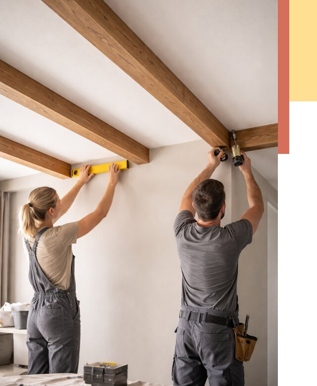 Монтаж декоративных балок на потолок в Северодвинске от 4251 руб. — ОТДЕЛОЧНИК-Свр